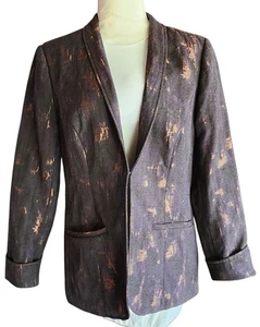 Coldwater Creek Bronze Burnish Jacket Purple Jaquard Career Blazer Women's 10 - Picture 1 of 14