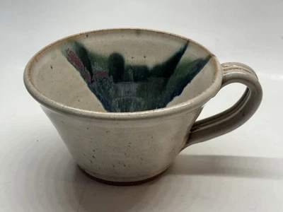 Taza grande de café de gres cerámica artística firmada vintage hecha a mano 1995  Foto 1 de 4