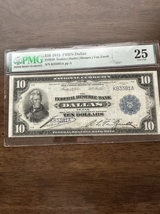 Rare 1915 Federal Reserve Bank Dallas Pmg25 - Picture 1 of 2