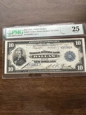 Rare 1915 Federal Reserve Bank Dallas Pmg25 - Image 1 of 2