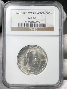 1948-D Booker T. Washington Commemorative Silver .50c Half Dollar NGC MS65 Coin - Picture 1 of 5