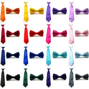 Kids Baby Boy Bow Tie Necktie School Wedding Party Bowtie Ties Matching Set - Picture 1 of 22