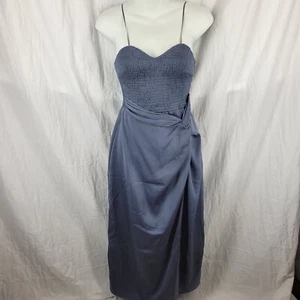 Formal Boutique Gray Satin Dress Ruched Top Faux Wrap Bottom Mustard Seed Sz S - Picture 1 of 9