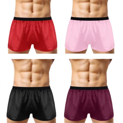 INHZOY Mens Silky Satin Lightweight Boxer Shorts Panties Pajama Bottom Casual Nightwear