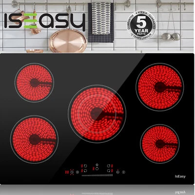 IsEasy Electric Ceramic Cooktop 30" Built-in Stove 5 Burners Glass Touch Control