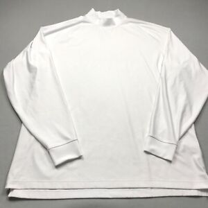 Footjoy Shirt Mens XL White Black Mock Neck Long Sleeve Golf Solid Logo Stretch