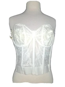 I Owe It All To GODDESS Bra Longline White Lace 42 C Vintage - Picture 1 of 5