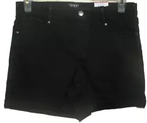 New Womens XL 16-18 Black Pull-On Denim Shorts Time And Tru Cuff Pockets - Picture 1 of 2