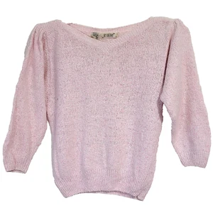 De Rotchild Vintage Silk Angora Sweater Womens Medium Sweetheart 3/4 Puff Sleeve - Picture 1 of 4