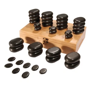 36 x Hot Stone Massage Set für Digital Heater Pack Cold Black Rocks Basalt Large - Bild 1 von 7