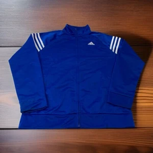 Adidas Youth Boys XL Extra Large Blue White Striped Mock Neck Sweatshirt - Picture 1 of 11