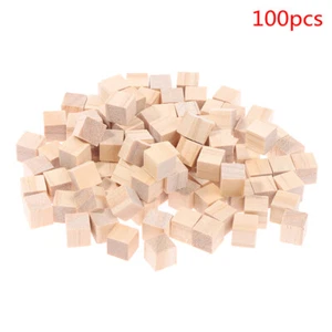 100pcs Unfinished Blank Mini DIY Wooden Square Solid Cubes for Woodwork Crafio - Picture 1 of 11