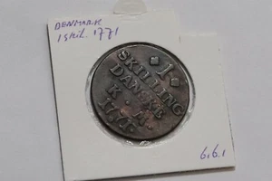 🧭 🇩🇰 DENMARK 1 SKILLING 1771 DOT VARIETY B66 #377 - Picture 1 of 3