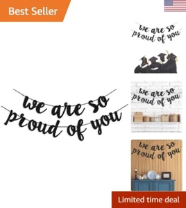 Chic Black Glittery Banner for Graduation Celebrations - DIY Party Decor - Picture 1 of 7