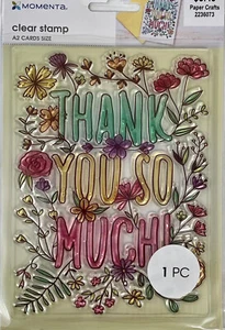 Momenta Thank You So Much Floral Background Clear Stamp A2 Card Size Retired! - Bild 1 von 1