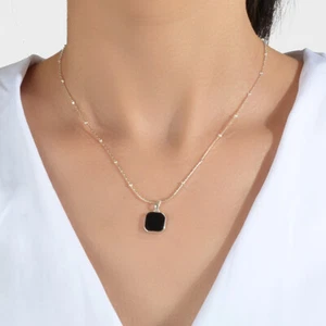 Black Pendant Necklace Clavicle Chain Jewellery Charm Collar Girls Party Gift - Picture 1 of 14