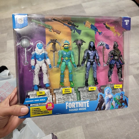 Fortnite Squad Mode Trog, Moisty Merman, Omen, Ravage 4 Figure Pack. New in Box Cover