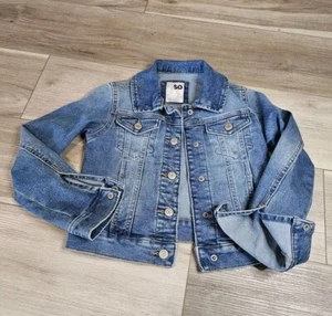 So Kohl's Denim Jean Jacket Long Sleeve Button Front Girls Youth Sz 7 NWOT - Picture 1 of 9