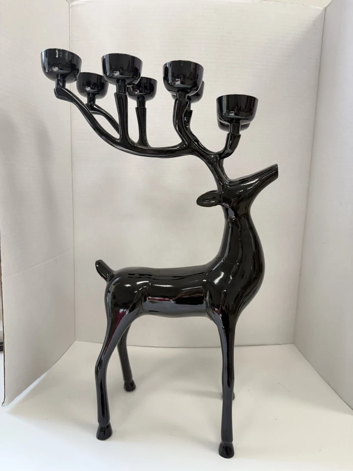 Candelabro de reno de metal negro 20" de alto decoración de Navidad Foto 1 de 4