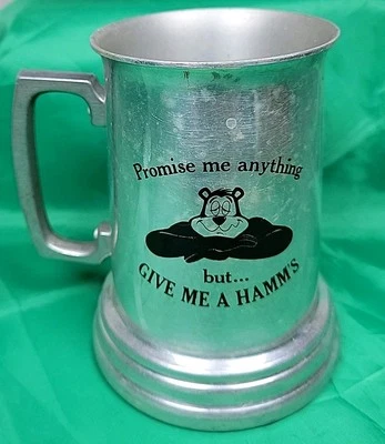 Taza jarra de aluminio vintage fondo de vidrio Hamm's Stein medieval 6" taza de vajilla Foto 1 de 4