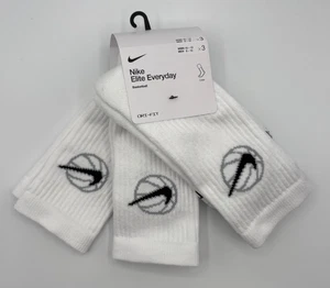 Nike Everyday Basketball Logo White Crew Socks 3 Pair Men's Size 8-12 DA2123-100 - Picture 1 of 2