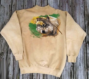 Vintage 90s National Wildlife Federation Wolf Sweatshirt Herren Large - Bild 1 von 14