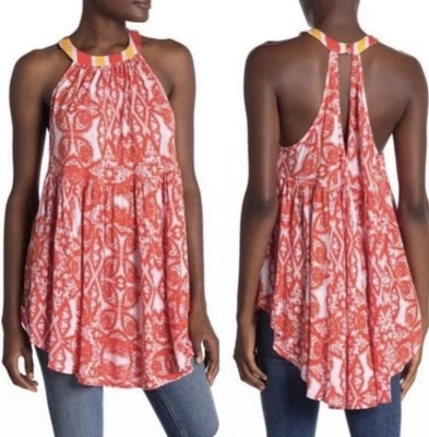 Free People Mimi Túnica Halter Top Talla Pequeña Naranja Lavanda Combo Columpio NUEVO Foto 1 de 4