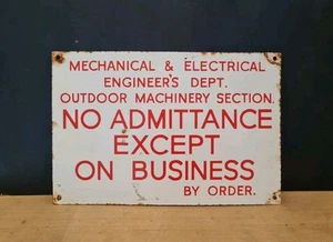 VINTAGE RAILWAY SIGN ENAMEL ENGINEER'S DEPARTMENT 18" - Picture 1 of 18