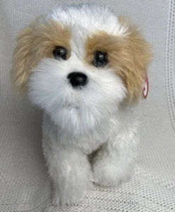 TY Classic Beanie Barley Shih-tzu White Tan Puppy Dog Animal Plush 11” With Tags - Picture 1 of 10