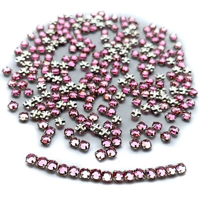 Montones de rosa Swarovski vintage en 10ss, 12ss, rosa claro y rosa, enchapados en plata Foto 1 de 4