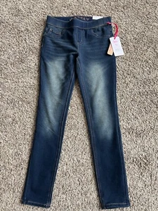 NWT Justice Girl's French Terry Jean Legging, Blue (Medium Wash) Size 12 - Picture 1 of 4