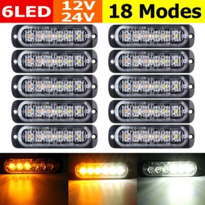 10 PCs Recovery Strobe Flashing Lights White Amber 6 LED Emergency Lamp 12V/24V - Picture 1 of 9
