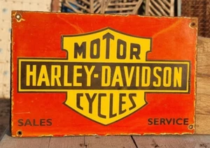 Vintage Old Very Rare Harley-Davidson Motor Cycles Porcelain Enamel Sign Board - Picture 1 of 9