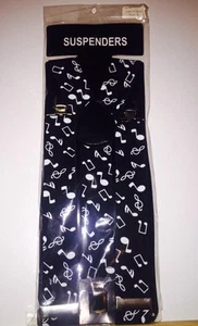 New Mens/Womens Music Note Prints Clip On Suspenders Y-Shape Adjustable Braces - Picture 1 of 1