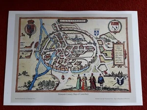 REPRODUCTION SIXTEENTH CENTURY MAP OF CANTERBURY, KENT. - Picture 1 of 7