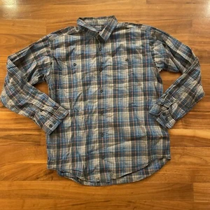 PATAGONIA Flannel Men's XL Organic Cotton Plaid Button Up Long Sleeve Shirt Blue - Picture 1 of 5