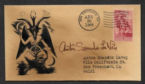 Anton LaVey Iglesia de Satanás Reimpresión de autógrafos en sobre de coleccionista *OP1177 - Imagen 1 de 1