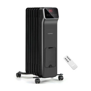 1500W Oil Filled Radiator Heater with Remote Control 3 Modes 24H Timer-Black - C - Picture 1 of 5