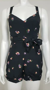 NWT Flynn Skye Womens Romy Romper Size Medium Black Raining Jasmine Floral Rayon - Picture 1 of 8
