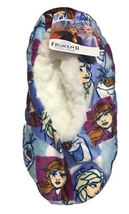 Disney Frozen 2 Elsa/Anna Girls Fuzzy Babba Slipper Socks Size M/L 13-4 Gripper - Picture 1 of 7