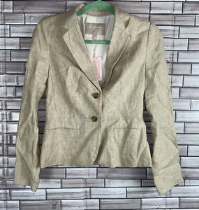 NWT Banana Republic Beige 100% Linen Blazer Size 2 Petite - Picture 1 of 9