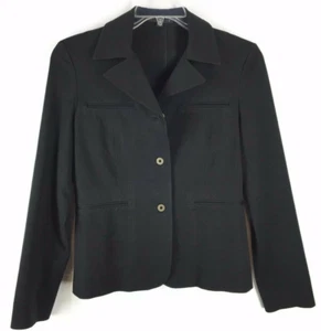 TF Teenflo Black Button Front Lined Collared Women's Versatile Jacket (Size 8) - Picture 1 of 5