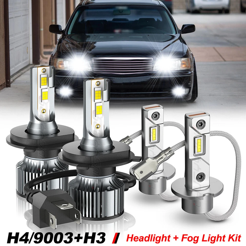For Infiniti Q45 1997 1998 6500K LED Headlight Hi/Lo + Fog Light Bulbs Combo 4pc - Image 1 of 4