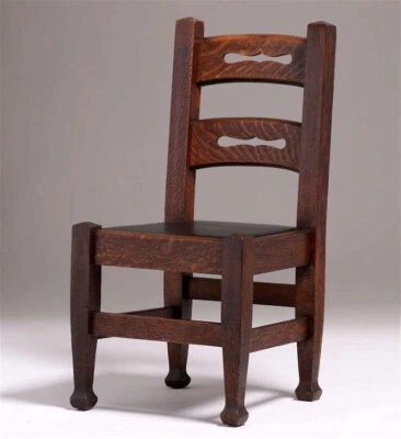 ~c1900 Michigan Chair Company Antigua Misión Recortada Lado Artes y Manualidades Tempranas ~ Foto 1 de 4