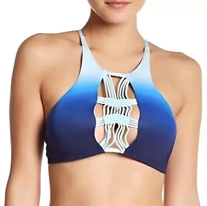 🤩Women's Bikini Top Size M Dolce Vita Macrame Ombre Blue Strappy Back $98 New🤩 - Picture 1 of 6