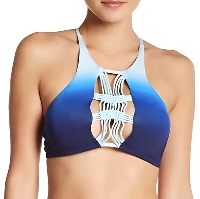 🤩Women's Bikini Top Size M Dolce Vita Macrame Ombre Blue Strappy Back $98 New🤩 - Image 1 of 4