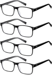 EYECEDAR 4-Pack Reading Glasses for Men Blue Light Blocking Black Frame Square - Picture 1 of 7
