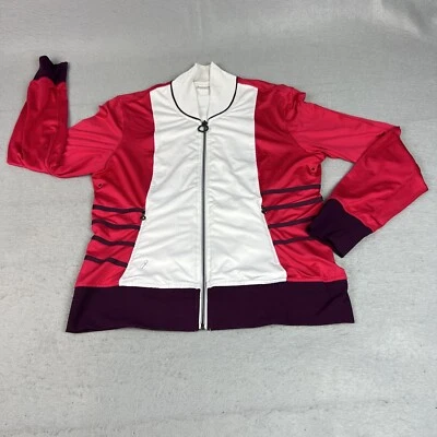 Tail Tech Tennis Jacket Full Zip Womens Medium Red White Polyester Spandex Sport - Image 1 of 4