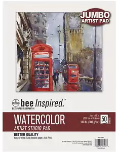 Bee Paper - 9" x 12" Studio Artist Watercolor Pad, Tape Bound, 50 Sheets, 140 lb - Picture 1 of 6