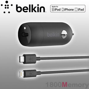GENUINE Belkin Boost Up Charge 20W USB-C PD Car Charger USB C to Lightning Cable